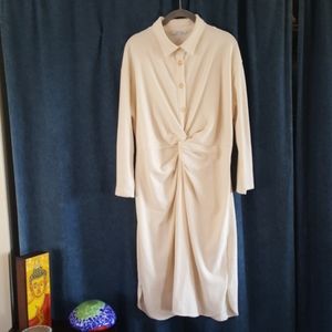 Zara Trafaluc Linen Look Shirt Dress w/ Knot Front